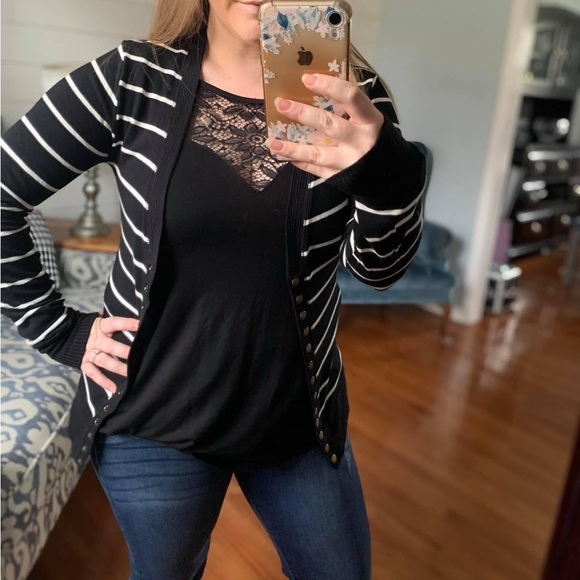 Striped Button Cardigan - Picture 2 of 2